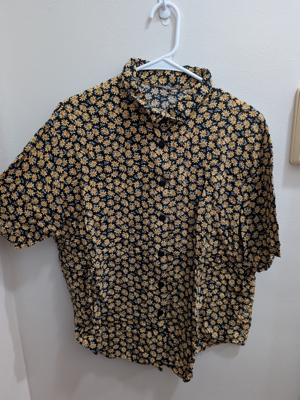 Floral Button Down Shirt in Black & Yellow